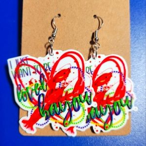 Crawfish Bayou Acrylic Dangle Earrings